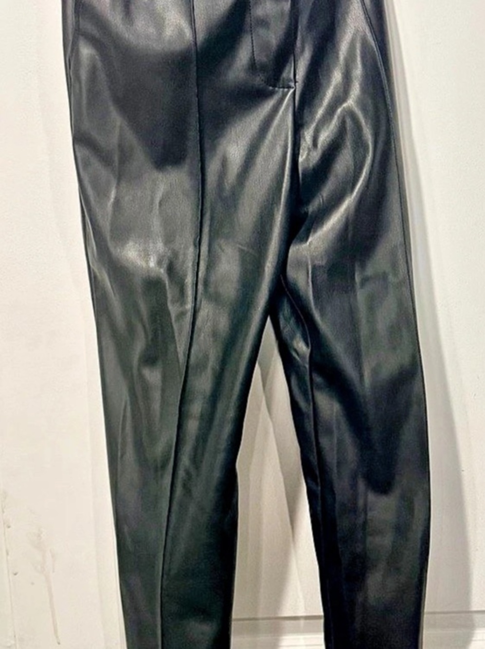 JUSFAN Women's Black pleather Pants NWT